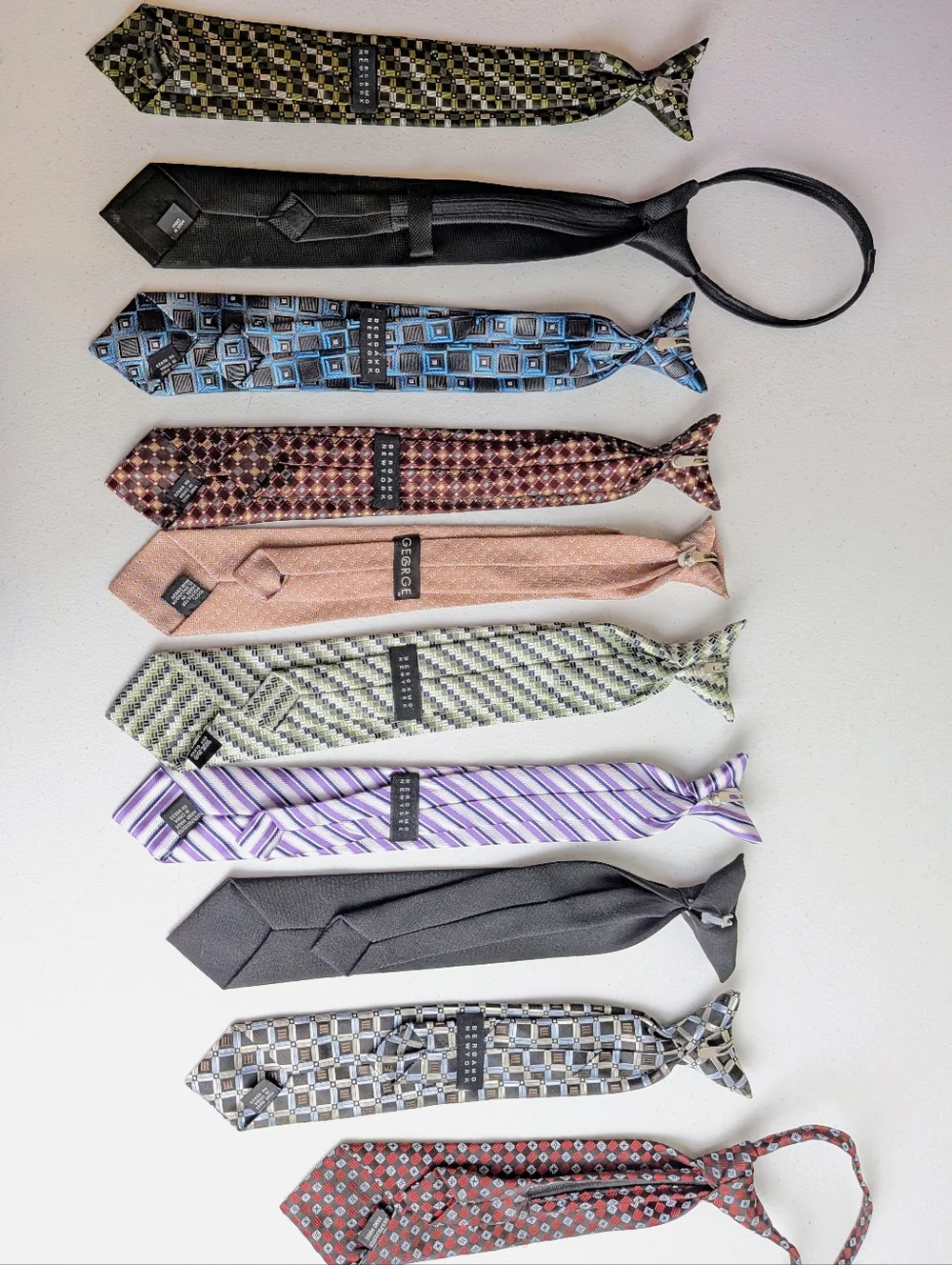 Boys Variety Clip On Ties 10 Pack Bergamo New York/George  11-15 Length Formal